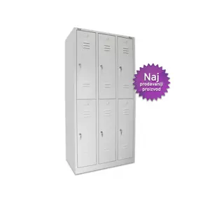 Garderobni ormar GO TEH 6/90  -metalni 6 vrata po visini vxšxd 180x90x50cm