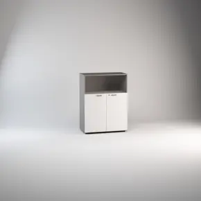 Srednja poluotvorena polica za knjige, dvoja drvena vrata u boji, s bravom 90 x 46,3 x V. 119,8 cm